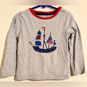 Baby Boden Gray Long Sleeve Kid’s Shirt w/ Ship Embroidery Sz 2-3 Years